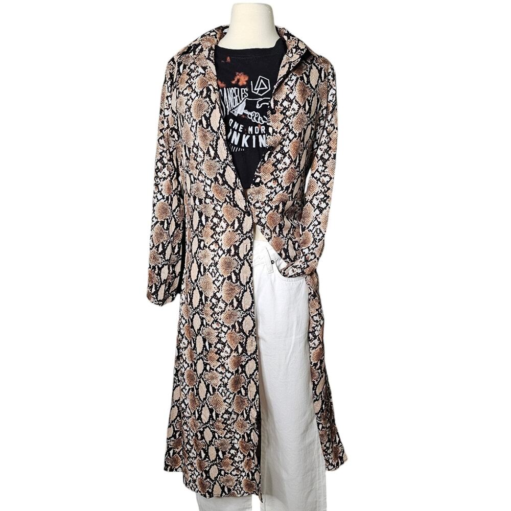 Brown Snake Print Duster Button-Up Shirtdress Siz… - image 7